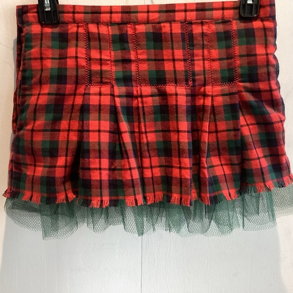 Upcycled vintage Orvis red plaid pleated mini skirt/net crinoline pockets Sz Med - Picture 10 of 14
